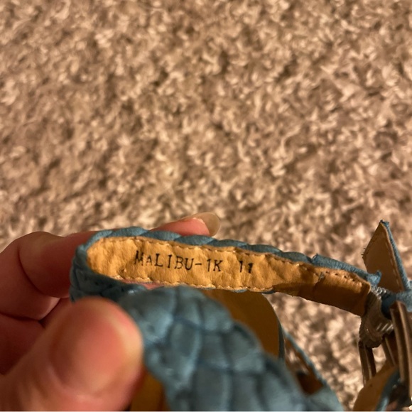 Chase & Chloe Toddler Teal Braided Cork Wedges size 11 - Picture 7 of 9